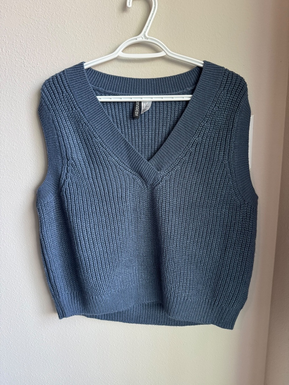 V-Neck Knit Sweater Vest in Slate Blue